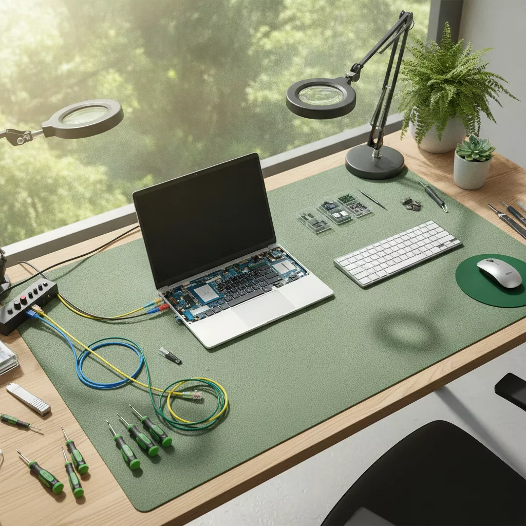 Computerhilfe mit Laptop und digitalen Werkzeugen