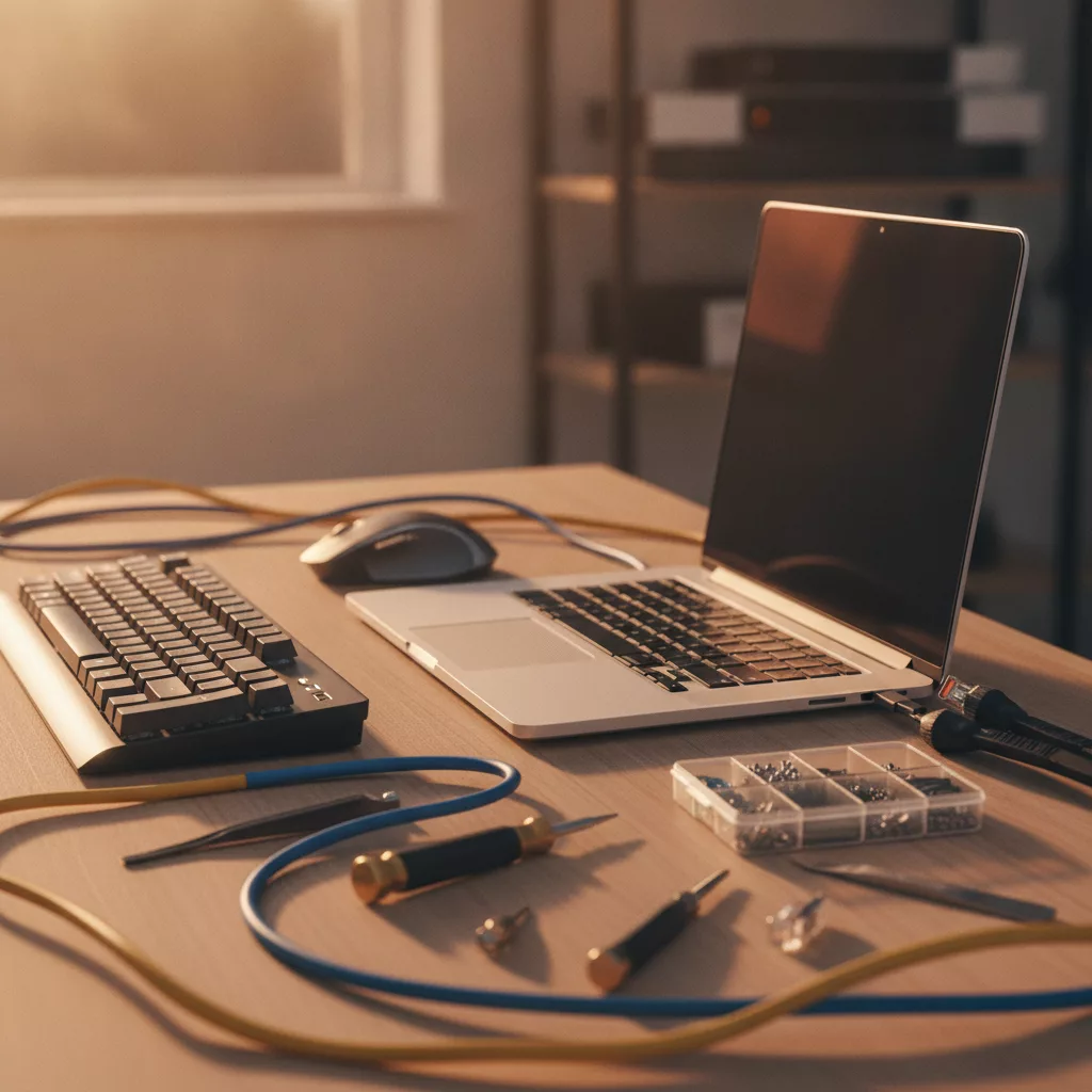 Computer support with a laptop and digital tools