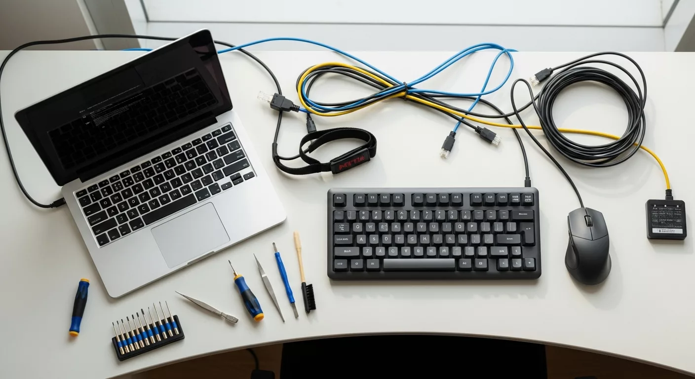 Computer support with a laptop and digital tools